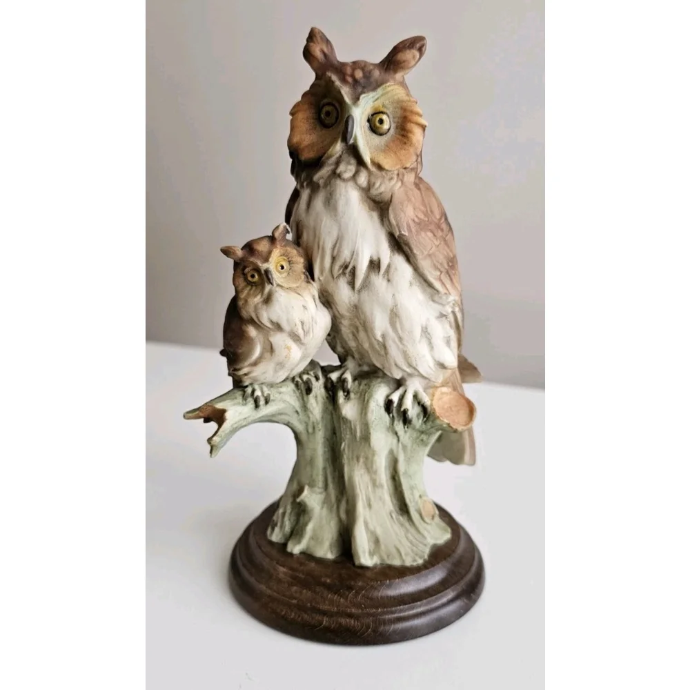 Giuseppe Armani Owl & Owlet Figurine Capodimonte Style Italy – Vintage Porcelain - Picture 9 of 16
